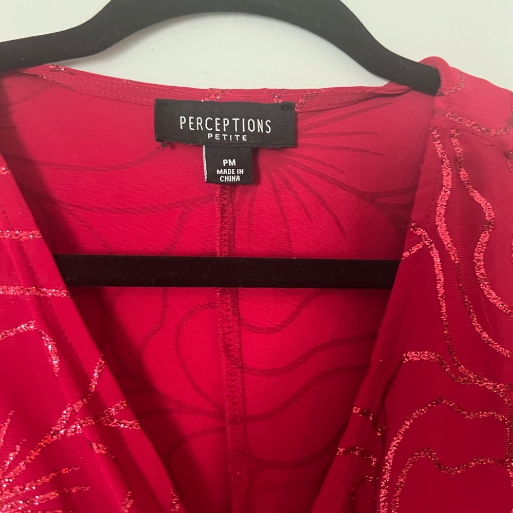 Perceptions Red Asymmetrical Wrap Dress - Picture 8 of 11
